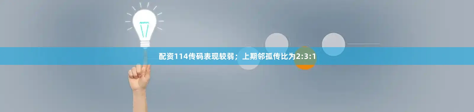 配资114传码表现较弱；上期邻孤传比为2:3:1